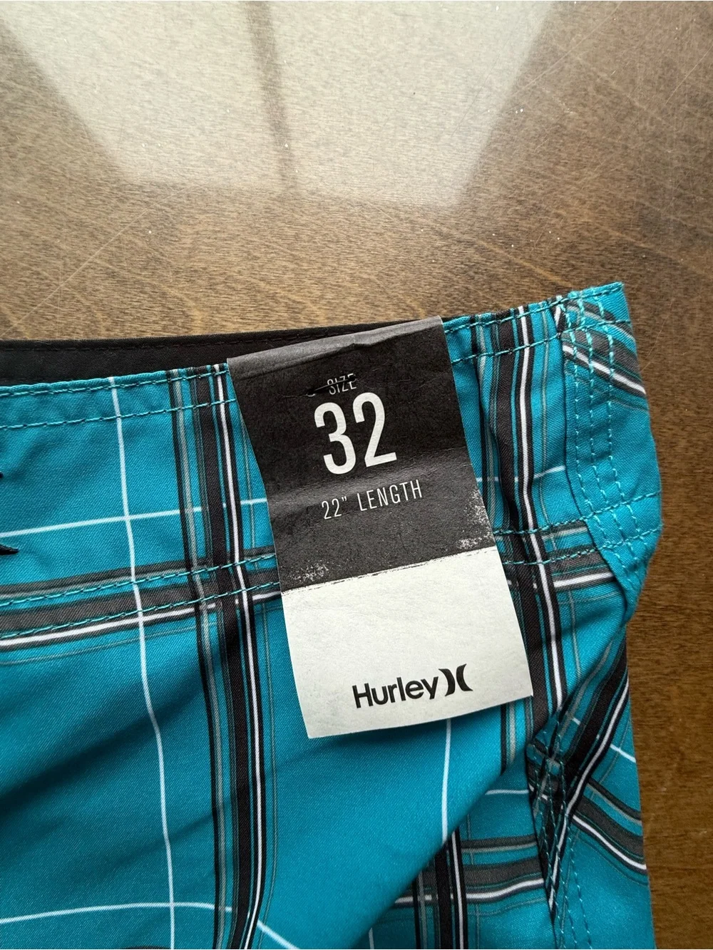 Hurley Men’s Teal Plaid Board Shorts